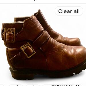 Karl Kani Brown Leather Combat Moto Boots